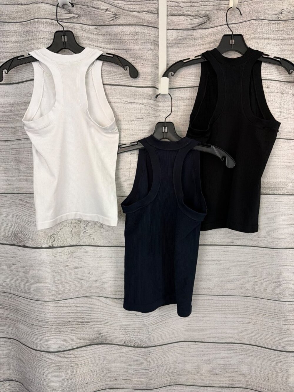 Athleta Ribbed Racerback Tank Tops, White Black & Navy - Picture 2 of 2